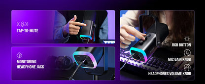 FIFINE Dynamic Microphone with RGB Pink