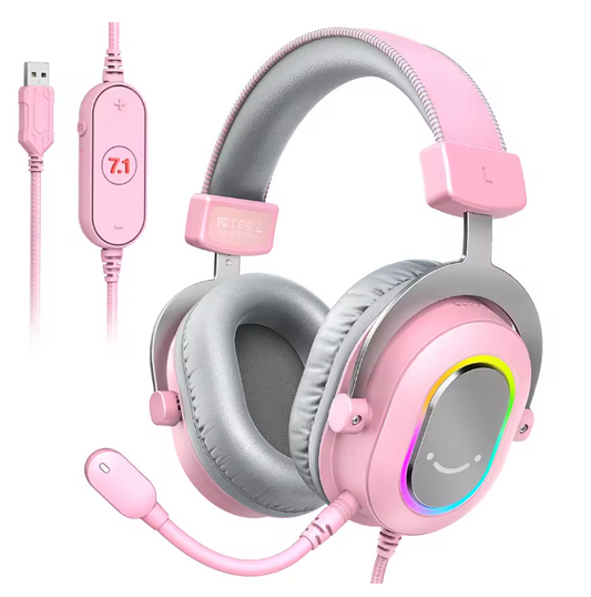 FIFINE RGB Gaming Headset PINK
